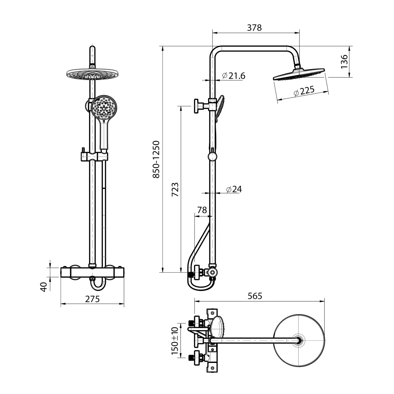 Душевая система с термостатом Koller Pool ROUND RNST002