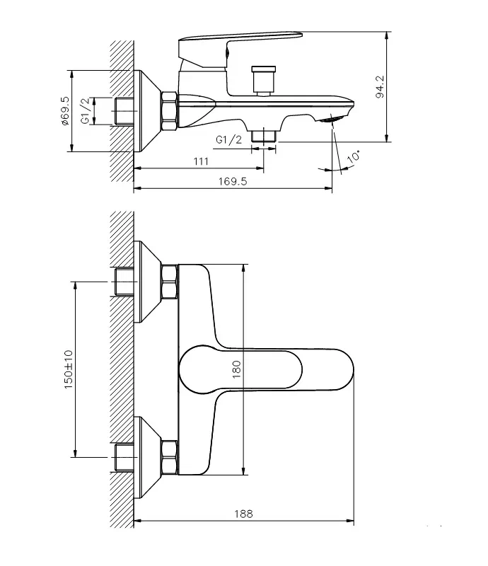 Смеситель для ванны Koller Pool LINE LN0100