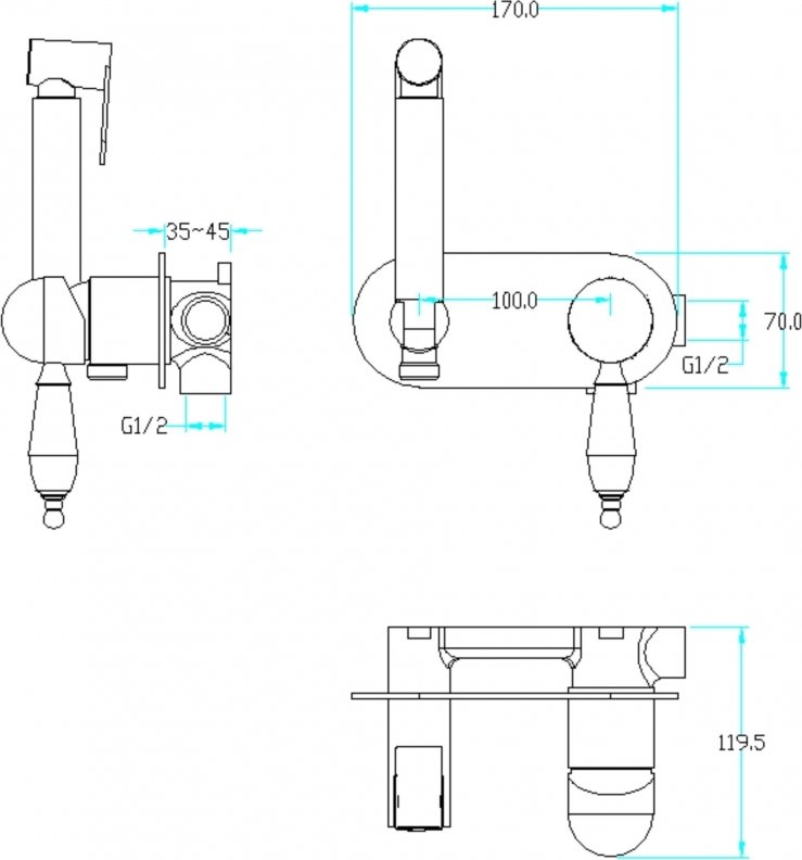 Гигиеническая лейка со смесителем Boheme IMPERIALE 425-SW