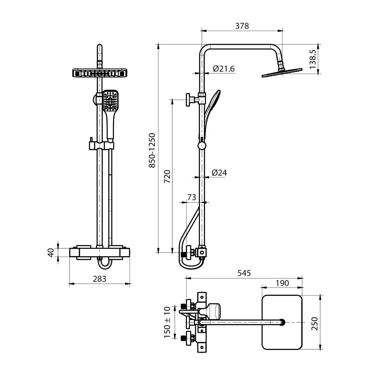 Душевая система с термостатом Koller Pool NEON NNST002
