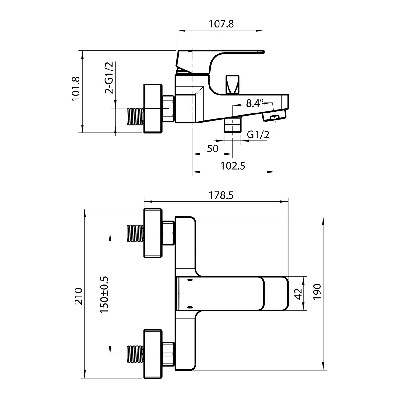 Смеситель для ванны и душа Koller Pool NEON CUBE NC0100