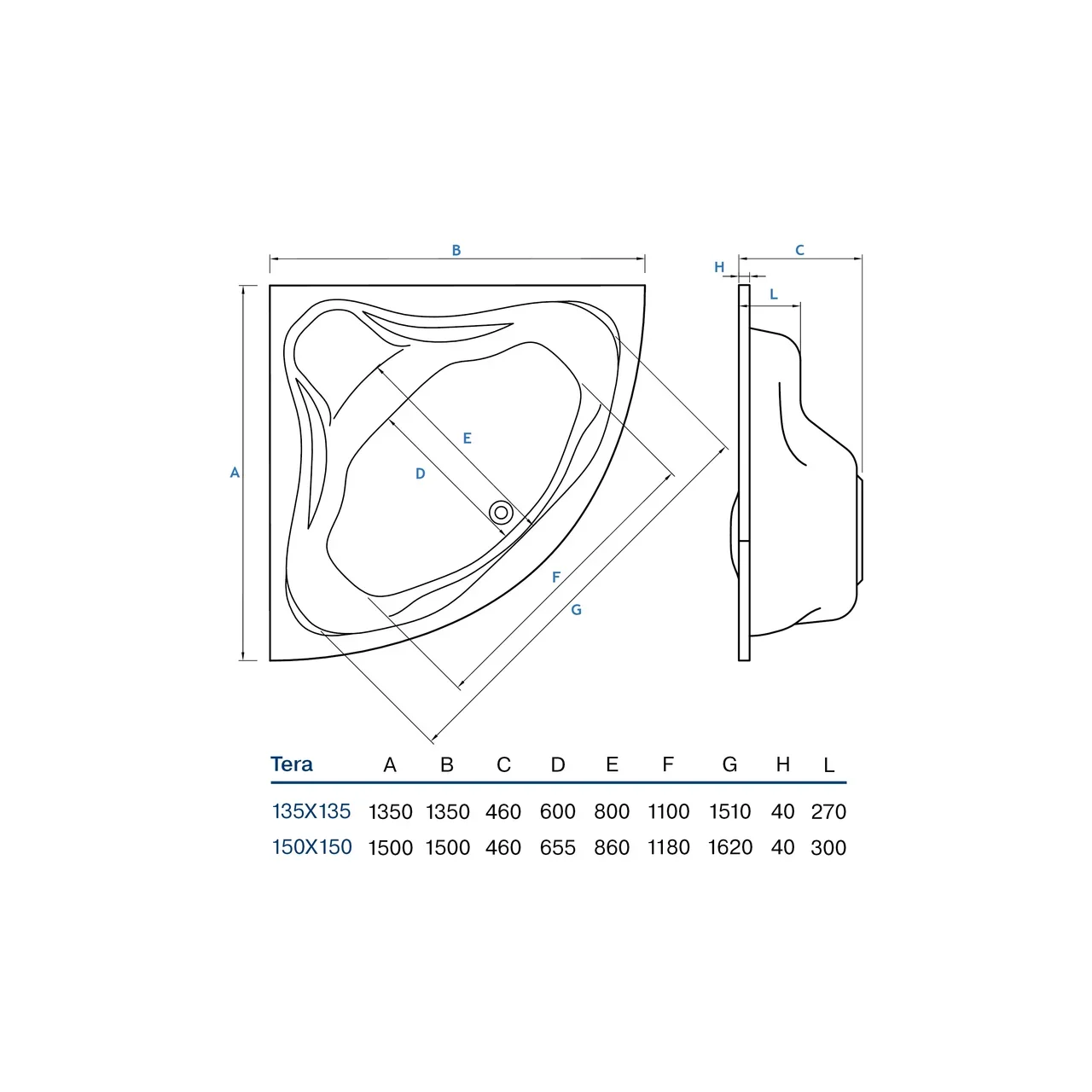 Акриловая ванна Koller Pool Tera 135х135
