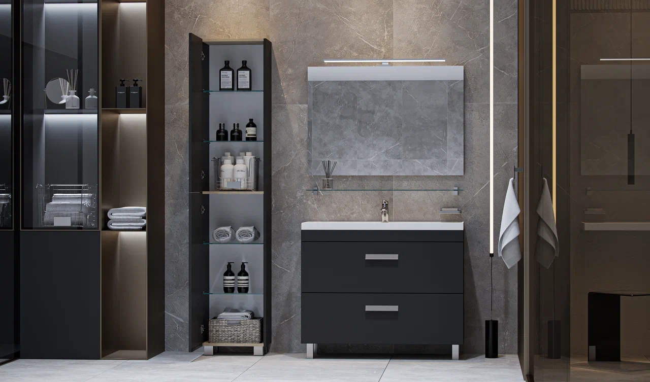 Пенал напольный VELVEX Orlando 190 серый