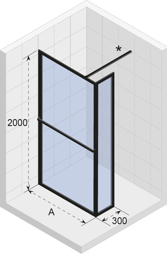 Душевая перегородка 90x30x200 RIHO SZ LUCID GD402 BLACK