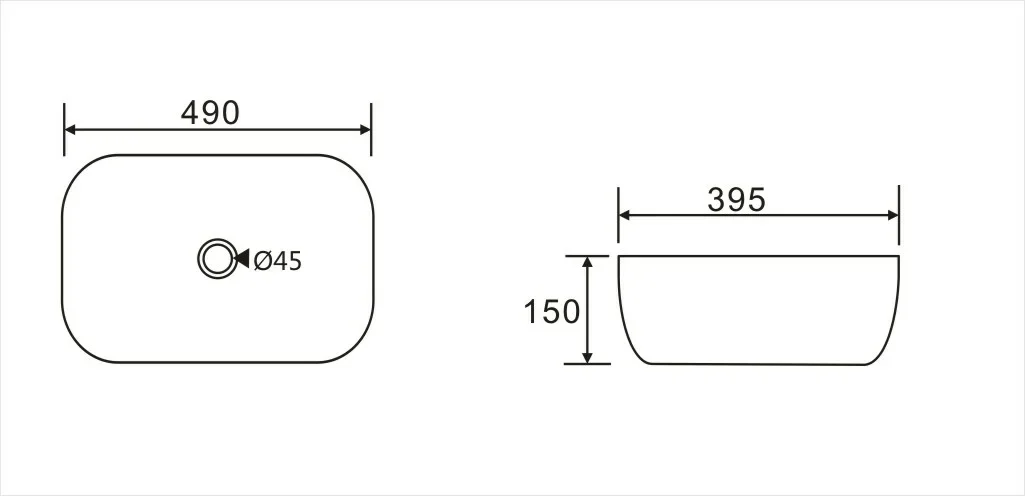 Умывальник на столешницу 490х395 мм Koller Pool ROUND RN-0490-WB