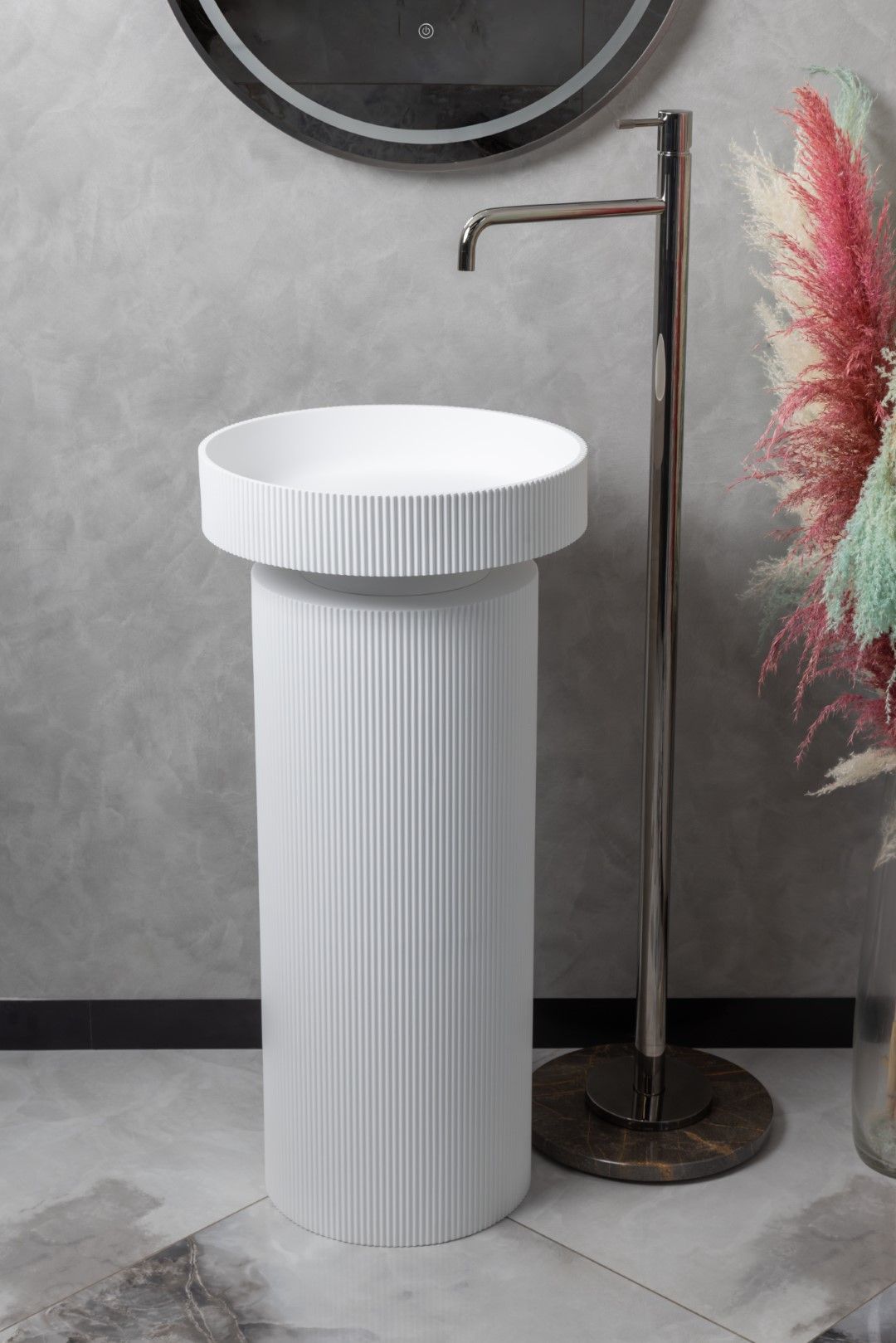 Пьедестал для раковины рифленый  Boheme Corian 801-base-rib белый матовый