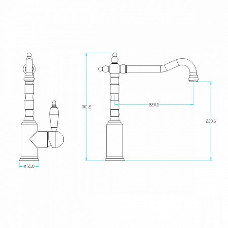 Смеситель для кухни Boheme TRADIZIONALE CHROMO CRYSTAL 103-BSW
