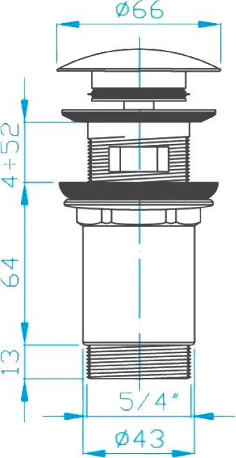 Слив для умывальника клик-клак латунь PLASTBRNO EUVCR02