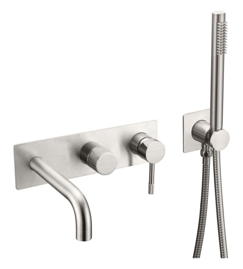 Смеситель встраеваемый с ручным душем и изливом  Boheme UNO 464-3-NB никель