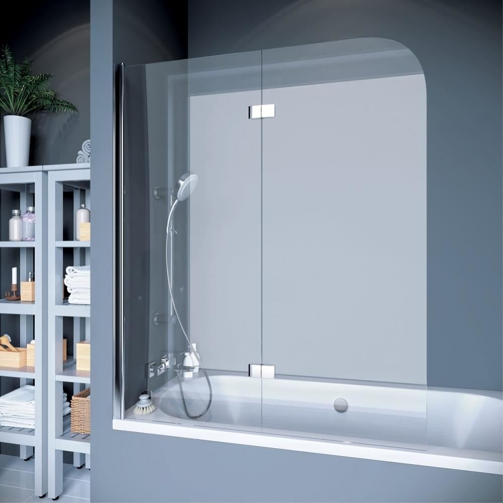 Шторка на ванну 2-секционная 115x140 Koller Pool QP97L профиль хром стекло прозрачное