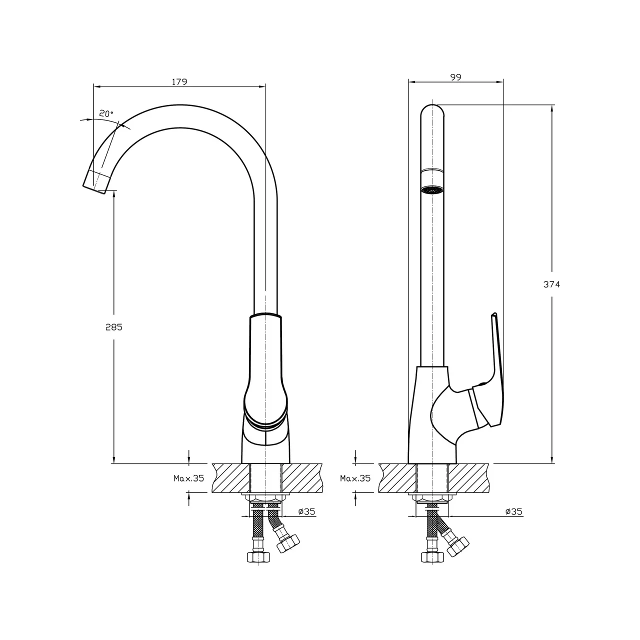 Смеситель для кухни Koller Pool TWIST TW0500
