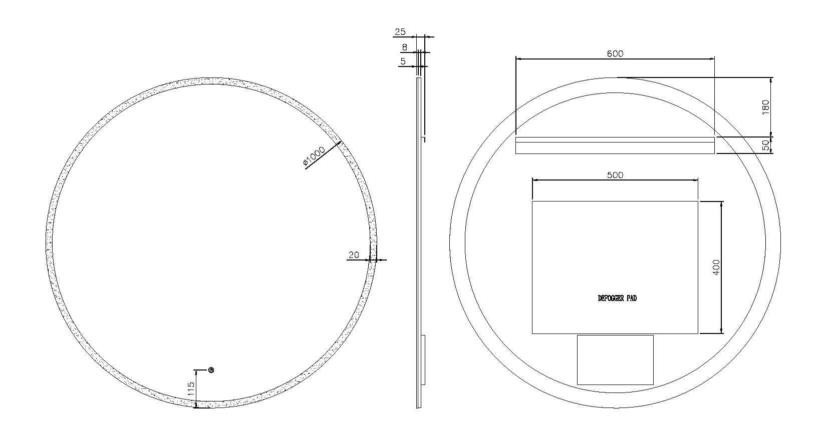 Зеркало круглое с LED подсветкой сенсор антипар 100х100 см Boheme 545-100-CR рама хром