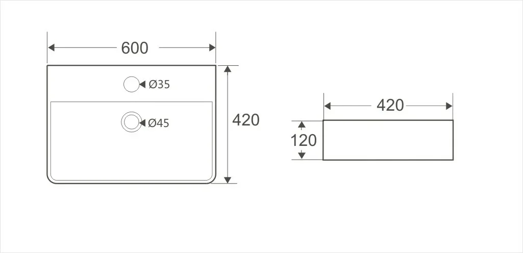Умывальник на столешницу 60х42 Koller Pool KVADRO KR-0600M-WB