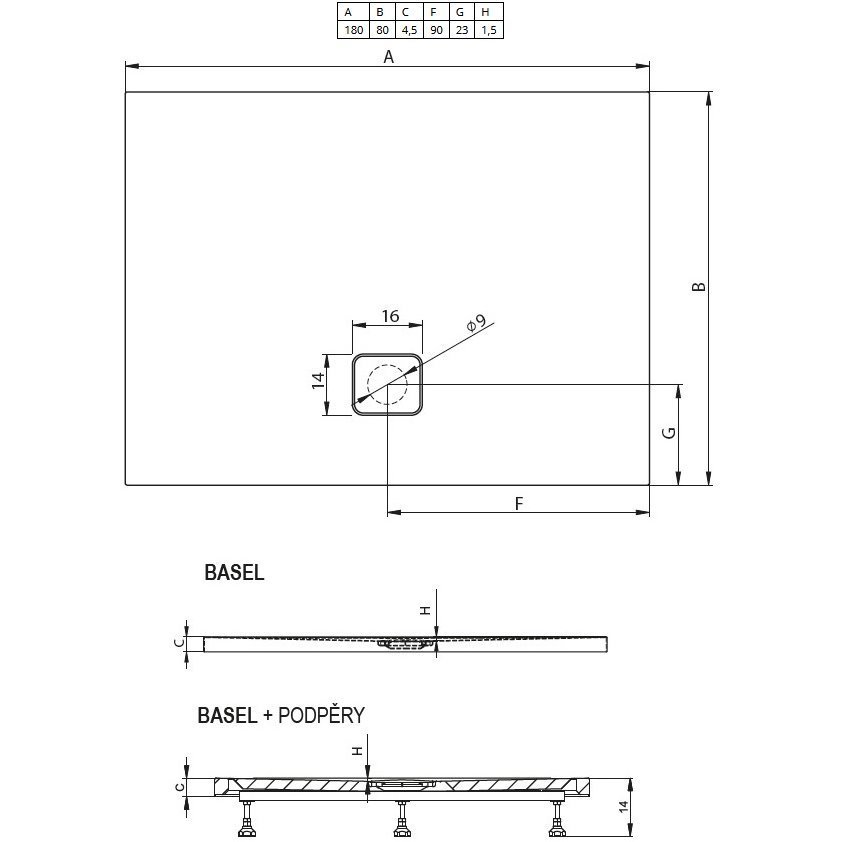 Душевой поддон акриловый RIHO Basel 424 180x80 белый и сифон DC390050000000S