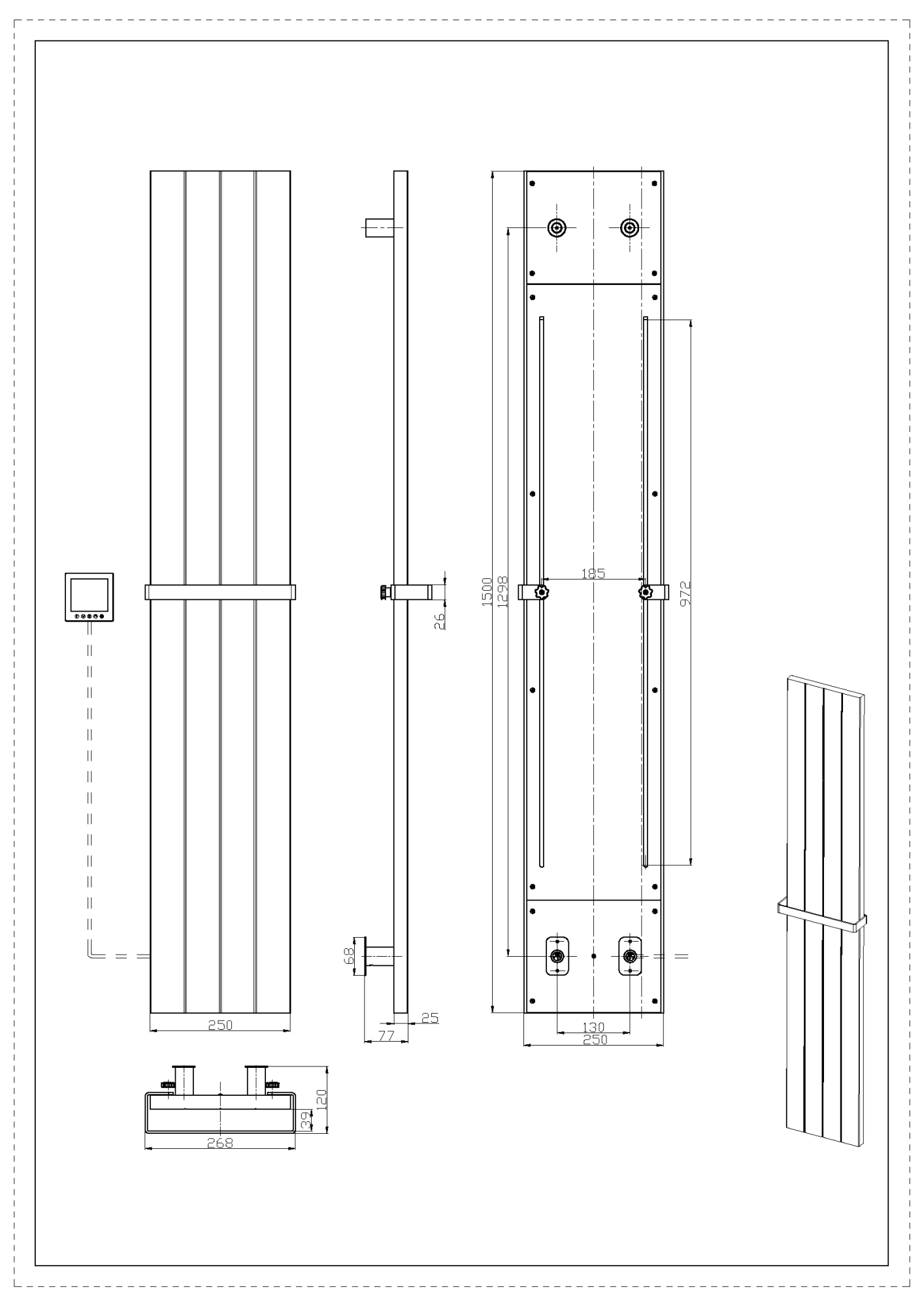 Полотенцесушитель электрический 25x150 см Boheme Flat 725-MG золото матовый