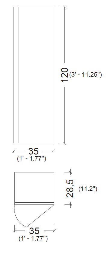 Пенал 120*35*285 см Armadi Art Vallessi 836-A matt