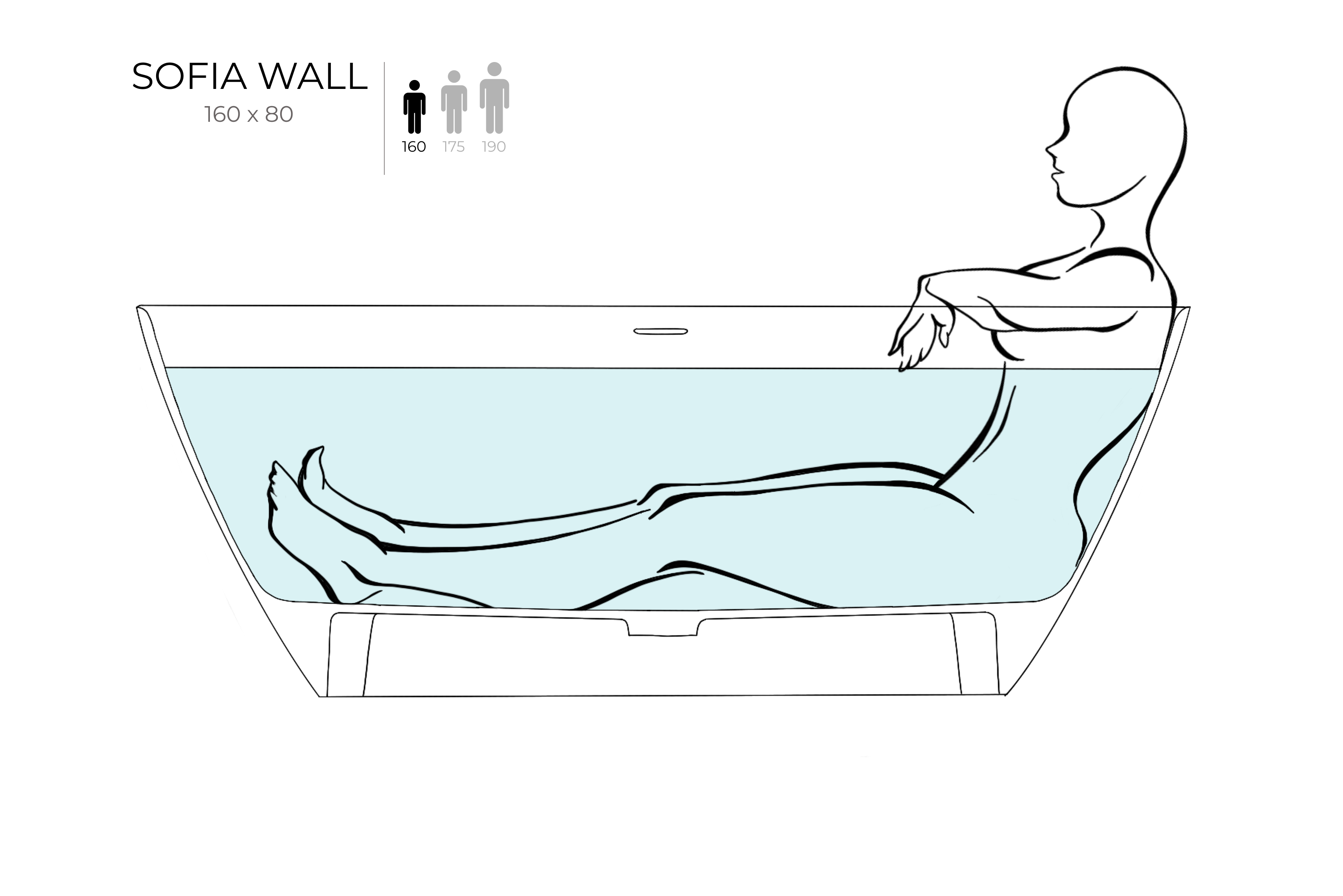 Ванна пристенная Salini SOFIA WALL 160x80 102517G