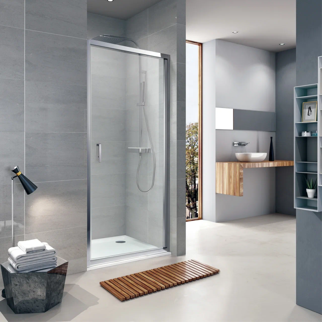 Душевая дверь NEON 1-секционная распашная 90х190 Koller Pool NEON NS90C стекло прозрачное