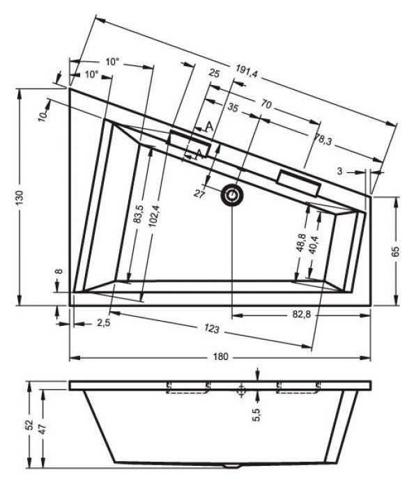 Ванна акриловая RIHO DOPPIO L 180x130 BA9100500000000