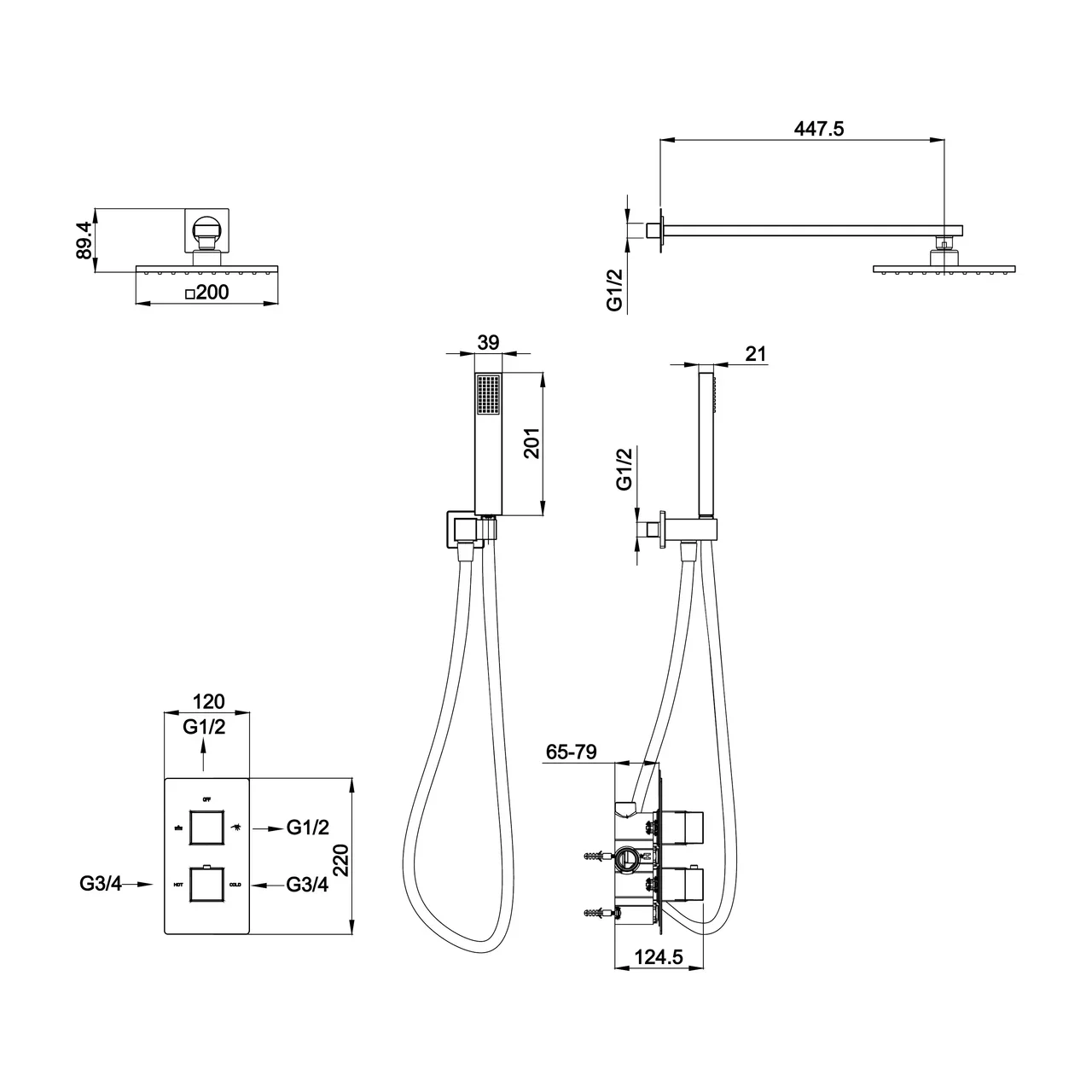 Душевая система с термостатом скрытого монтажа Koller Pool CTQ021