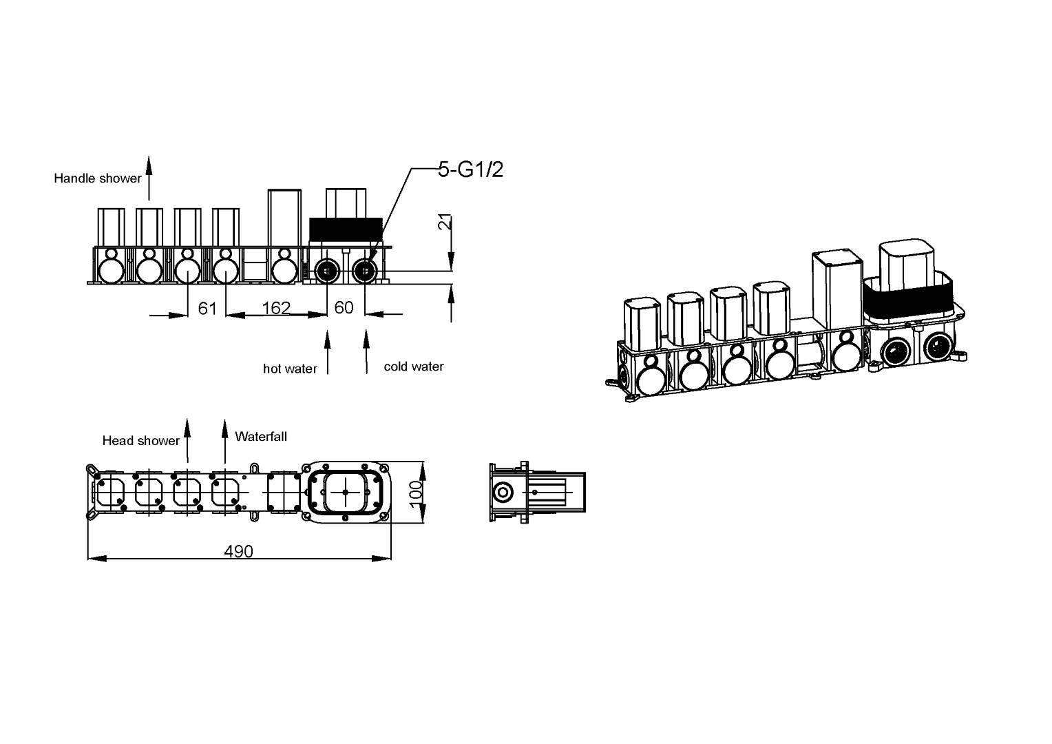 Встроенная душевая система 55х45х110 см Boheme ZODIAC 133-CR хром