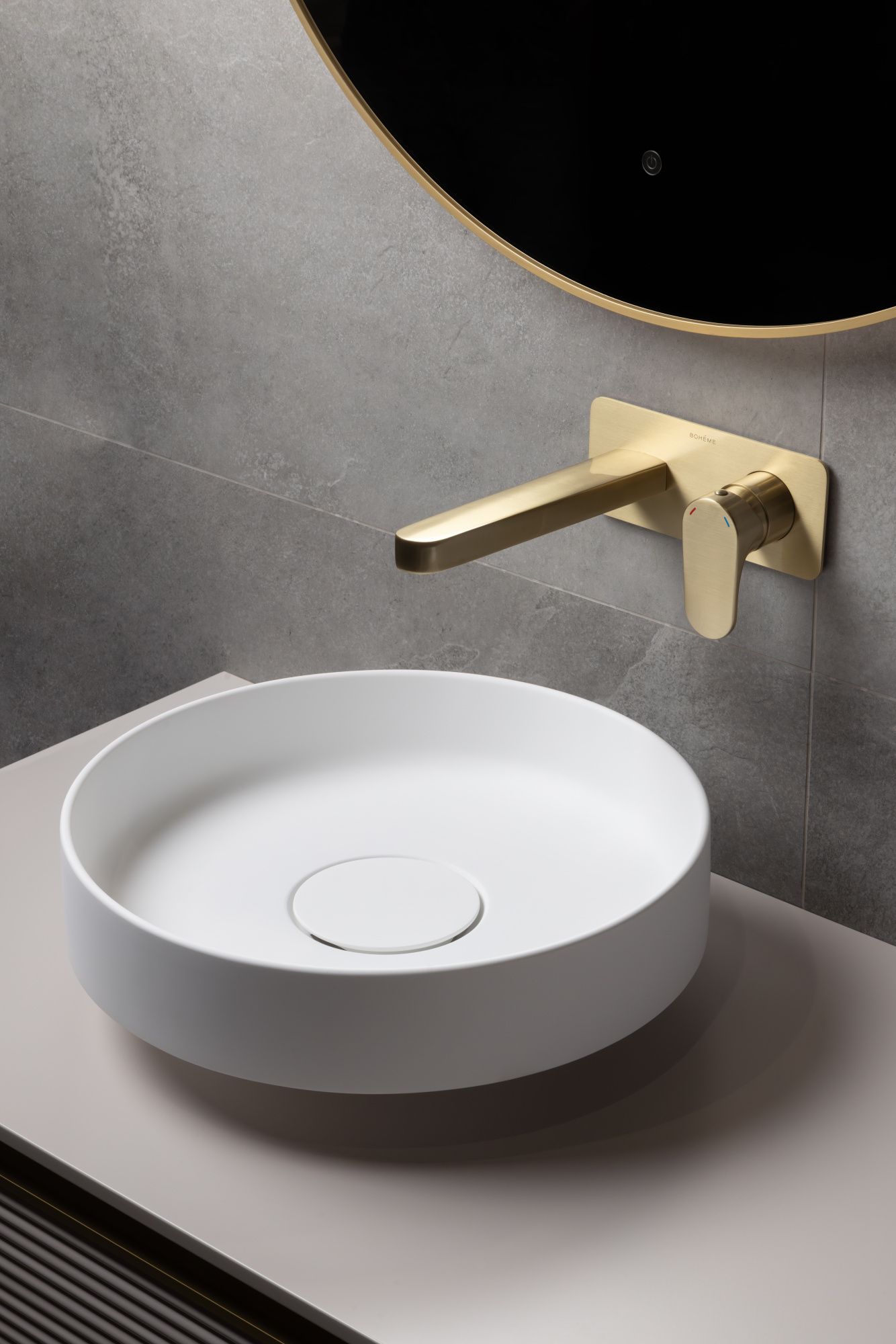 Раковина накладная 40 см Boheme Corian 801-MW белый матовый