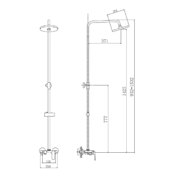 Душевая система с верхним душем смесителем и ручной лейкой Haiba HB24804