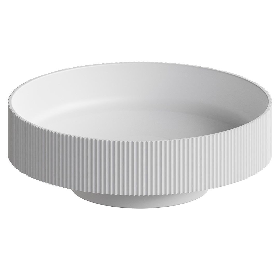 Раковина накладная рифленая 40 см Boheme Corian 801-R-MW белый матовый