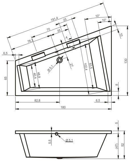 Ванна акриловая RIHO DOPPIO R 180x130 BA9000500000000