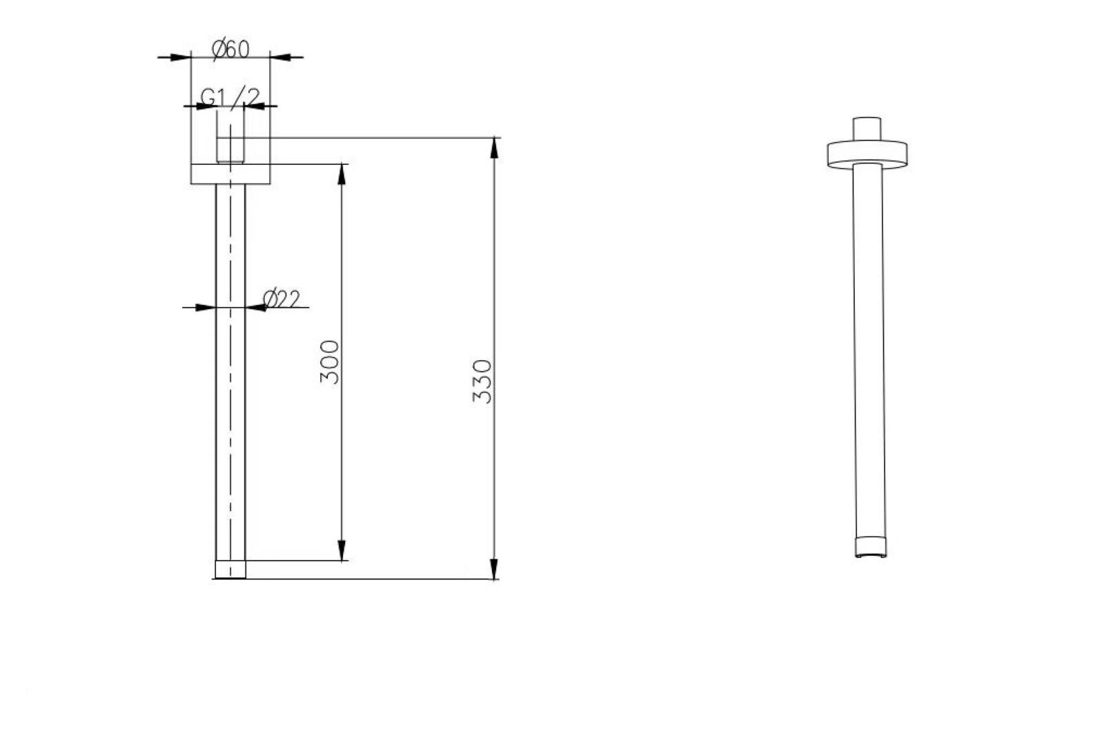 Держатель верхнего душа потолочный  Boheme UNO 629-UNO-NB брацированный никель