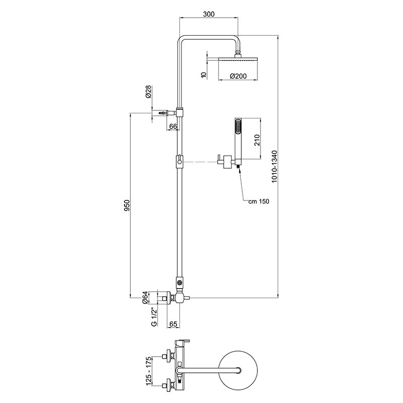Душевая система Webert Azeta AZ870105015METAL