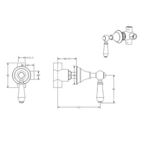 Дивертер встраиваемый Латунь Boheme BRILLANTE керамика 624-B