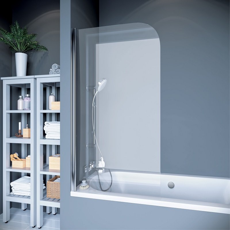 Шторка на ванну 1-секционная 75х140 Koller Pool QP93L профиль хром стекло матовое