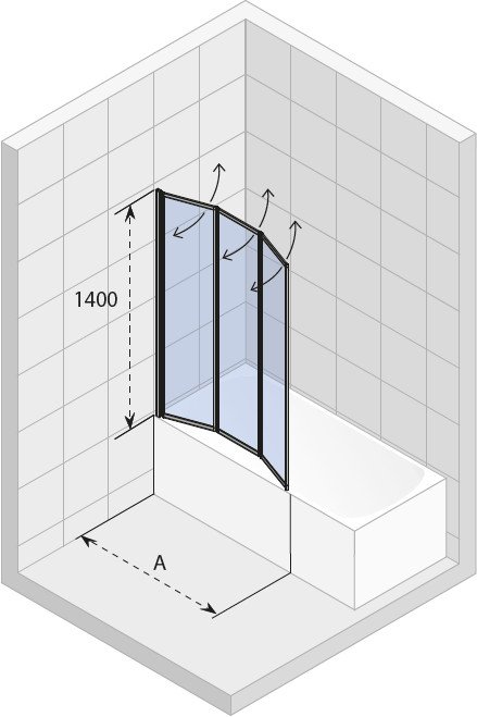 Шторка на ванну стеклянная 100x150 RIHO ALTA