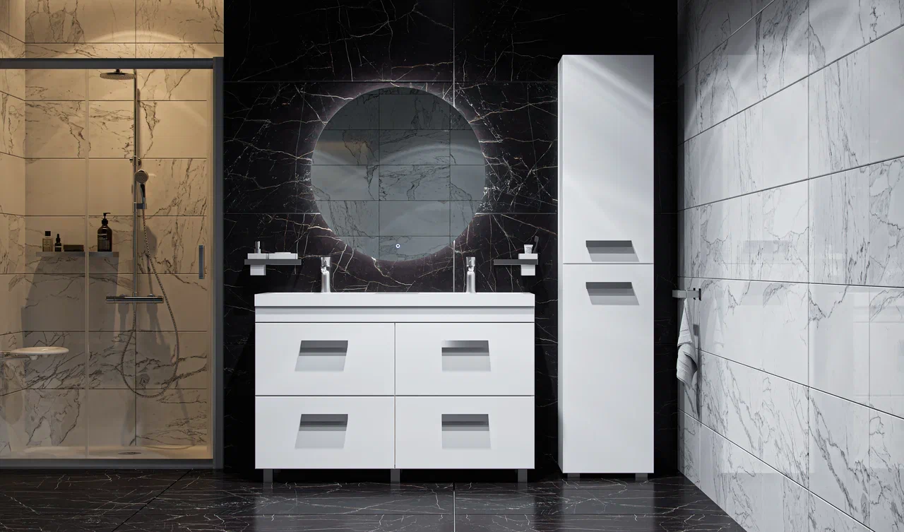 Пенал напольный VELVEX Orlando 190 белый матовый