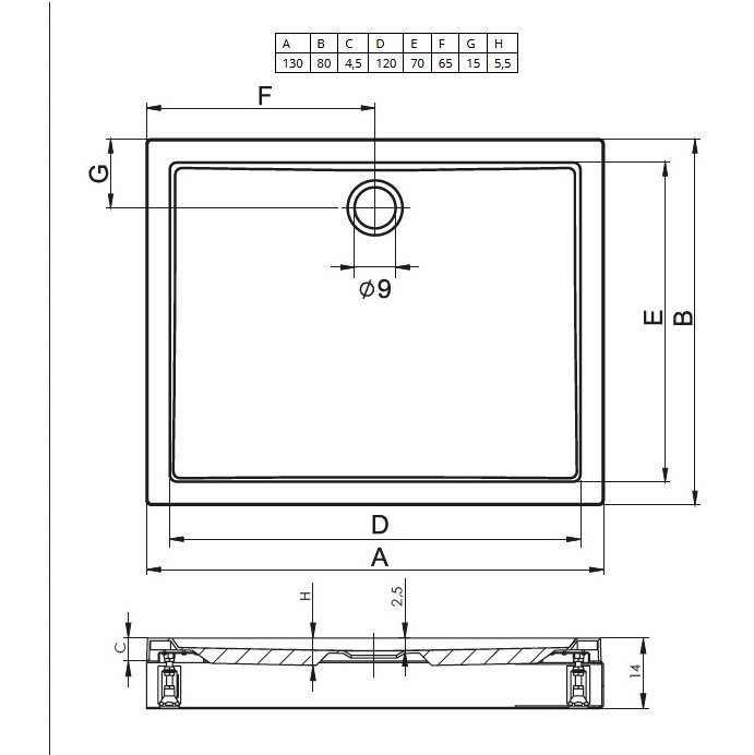 Душевой поддон акриловый RIHO Davos 243 130x80 белый и панель DA7700500000000
