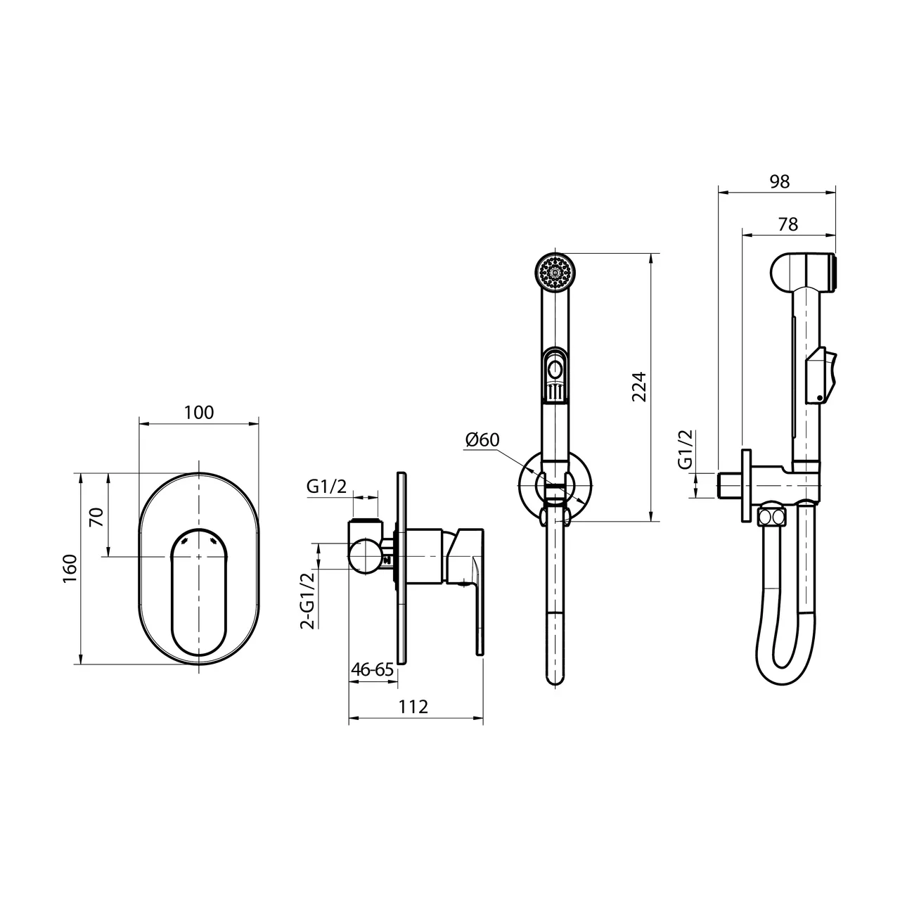 Набор гигиенического душа Koller Pool ROUND ARC RAH0045
