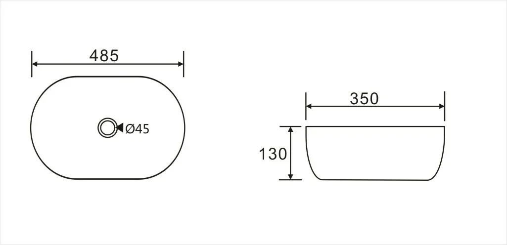 Умывальник на столешницу 485х350 мм Koller Pool ROUND RN-0485-WB