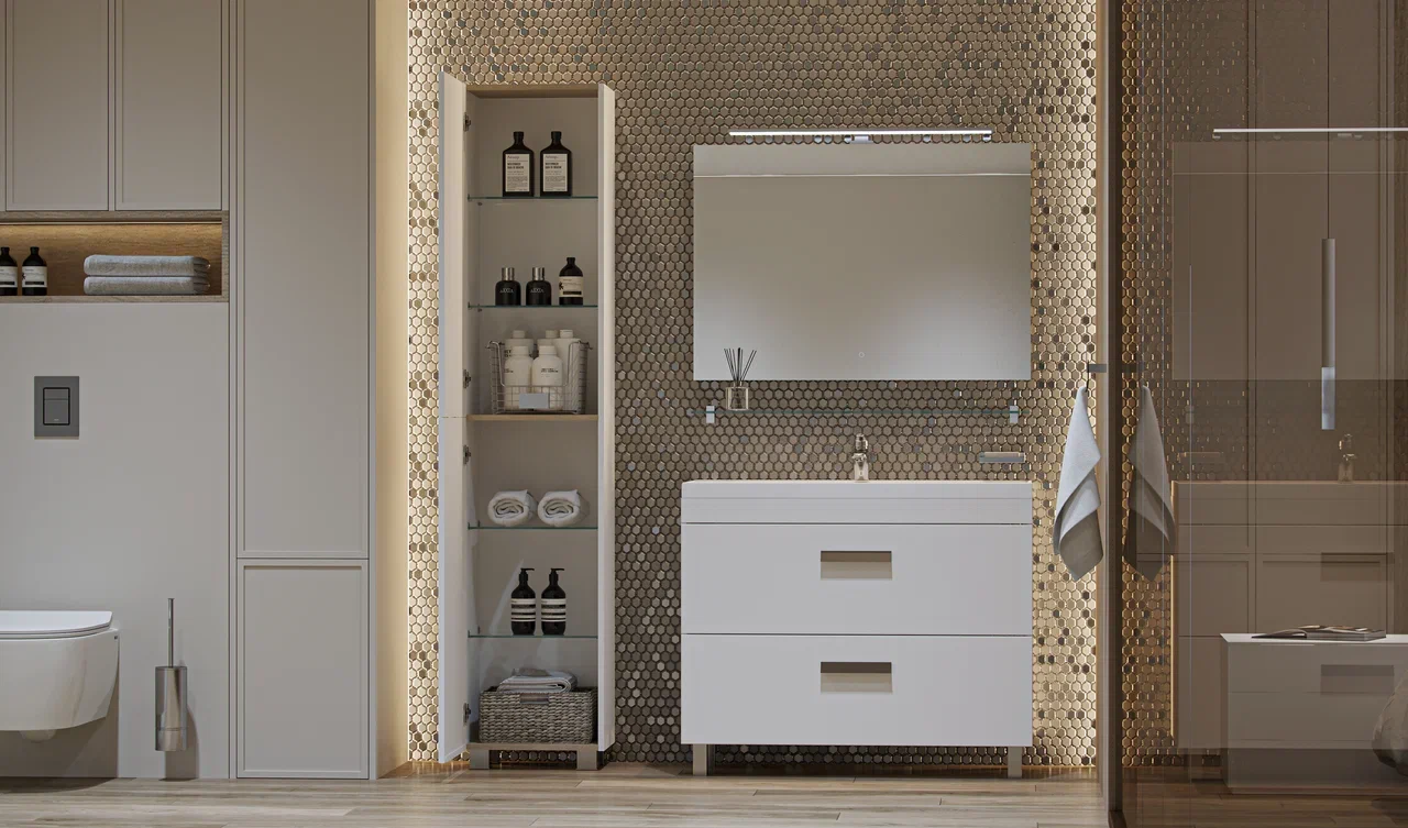 Пенал напольный VELVEX Orlando 190 белый матовый