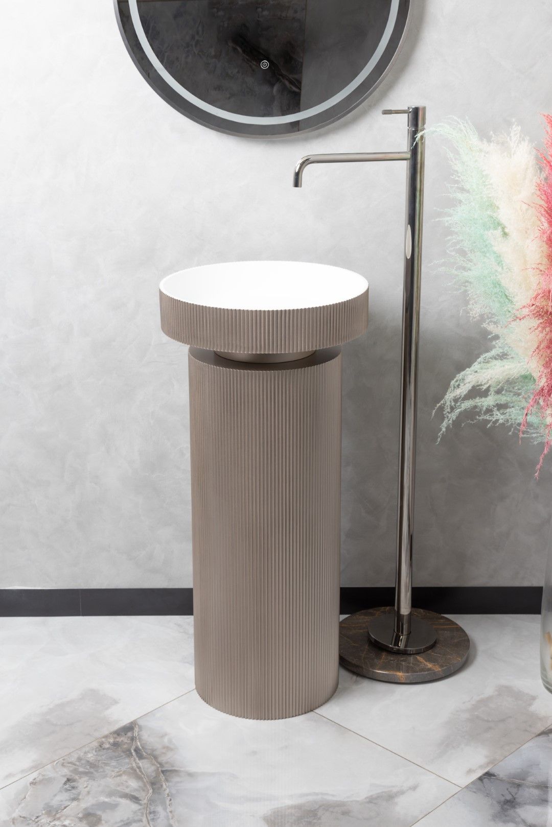 Пьедестал для раковины рифленый  Boheme Corian 801-base-rib-d коричневый