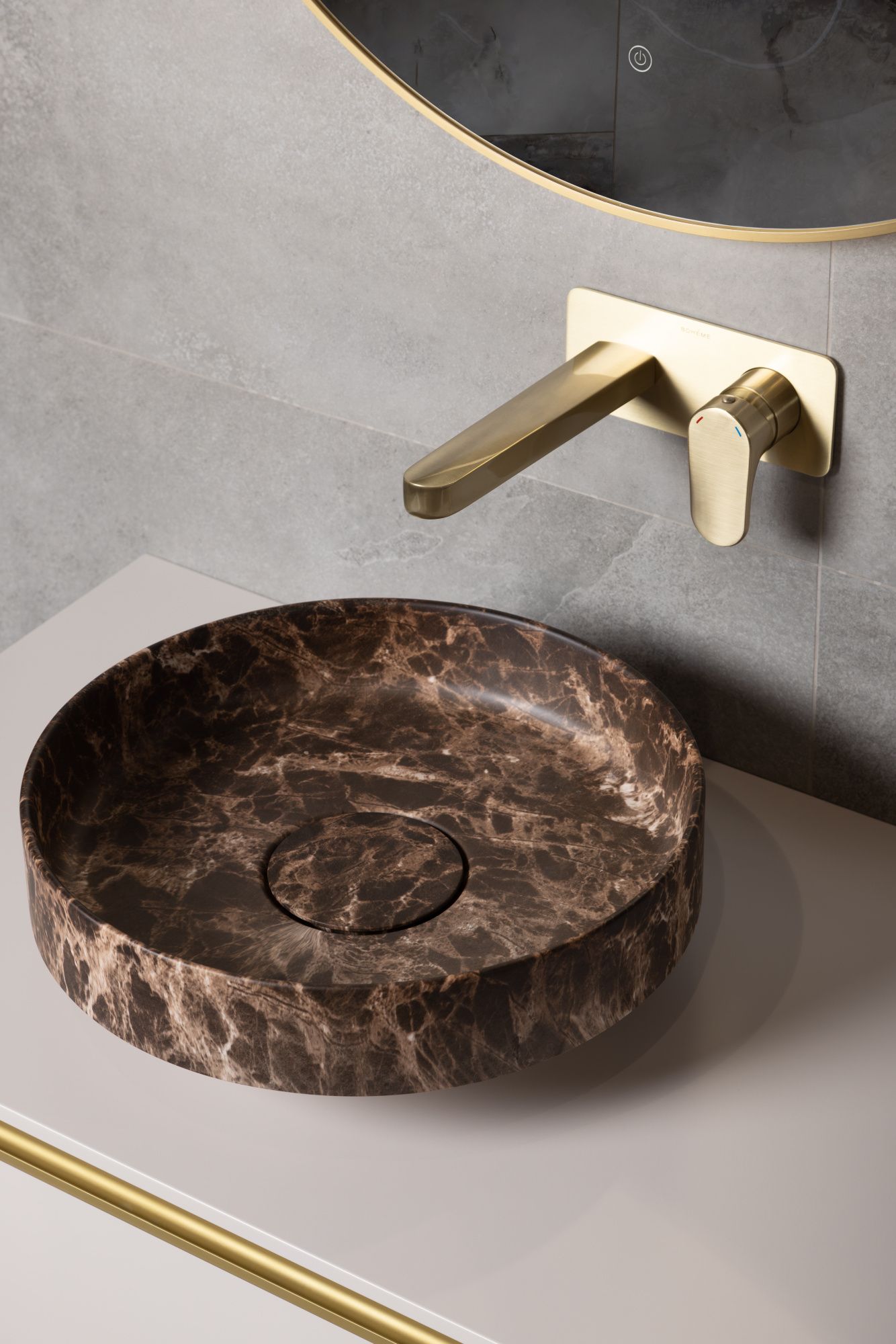 Раковина накладная 40 см Boheme Corian 801-ED коричневый