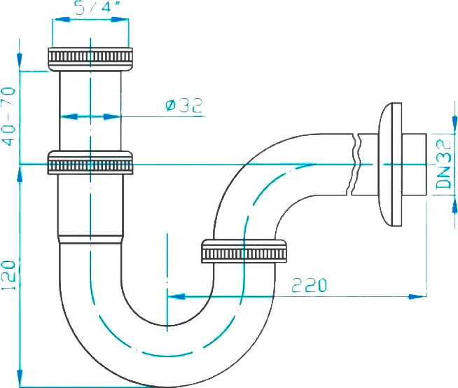 Сифон для умывальника 32 латунь PLASTBRNO EMCR002