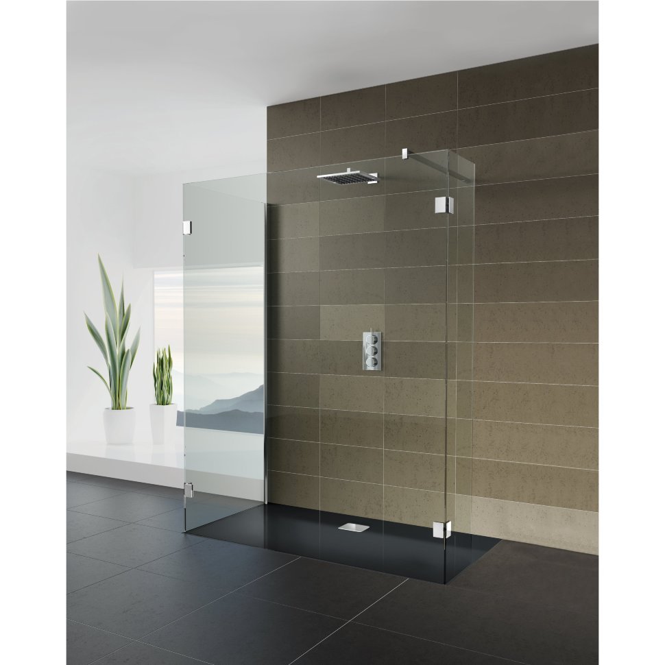 Душевой поддон акриловый RIHO Basel 430 100x100 черный глянец, накладка хром DC341600000000S