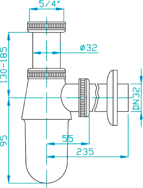 Сифон для умывальника 32 латунь PLASTBRNO EMCR001