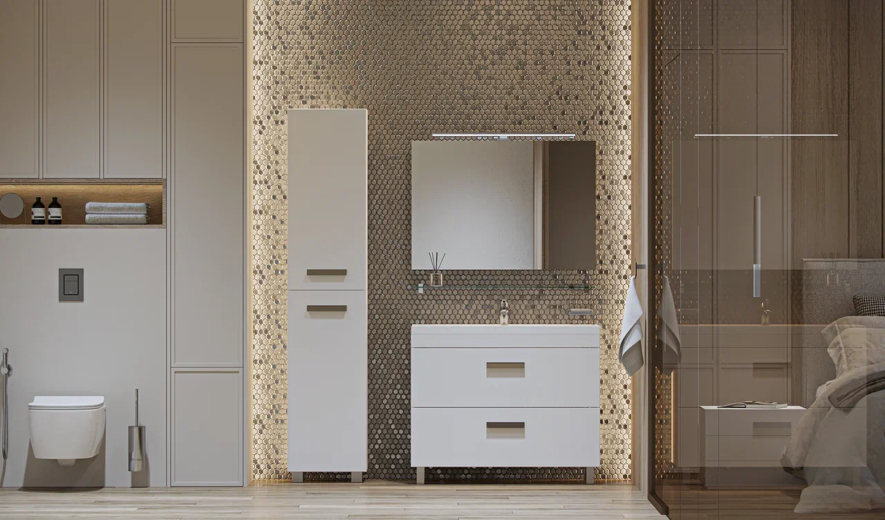 Пенал напольный VELVEX Orlando 190 белый матовый