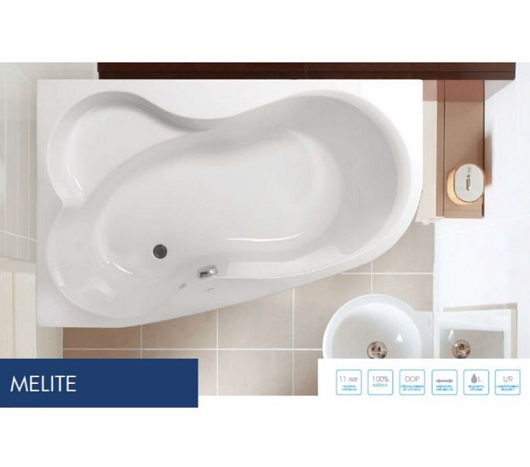 Акриловая ванна VAGNERPLAST MELITE 160x105 Left