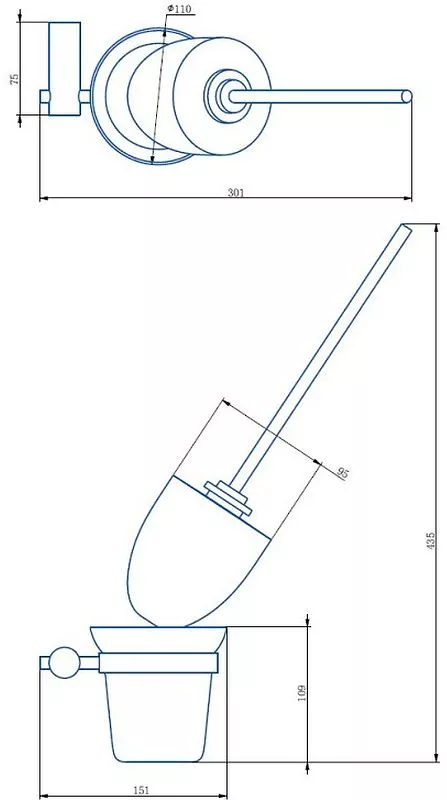 Ершик для туалетастеклянный Haiba HB8410