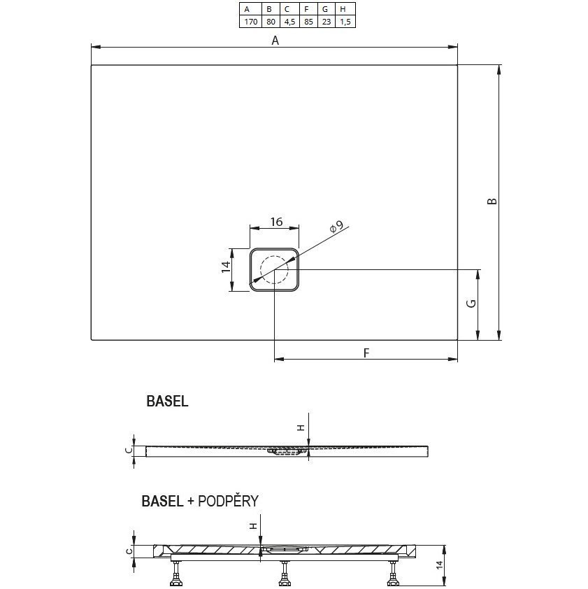 Душевой поддон акриловый RIHO Basel 411 170x80 белый и сифон DC210050000000S