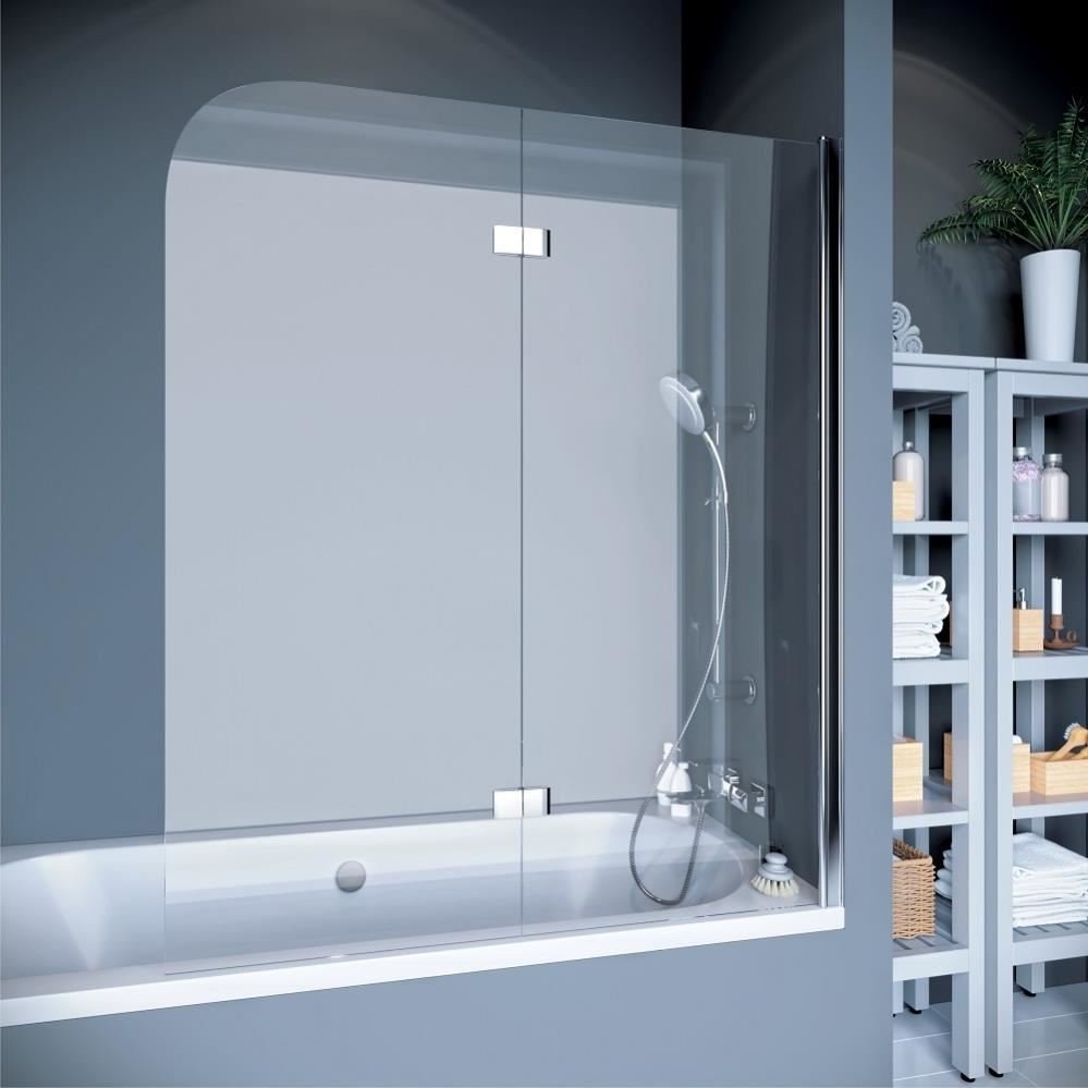 Шторка на ванну 2-секционная 115x140 Koller Pool QP97R профиль хром стекло прозрачное