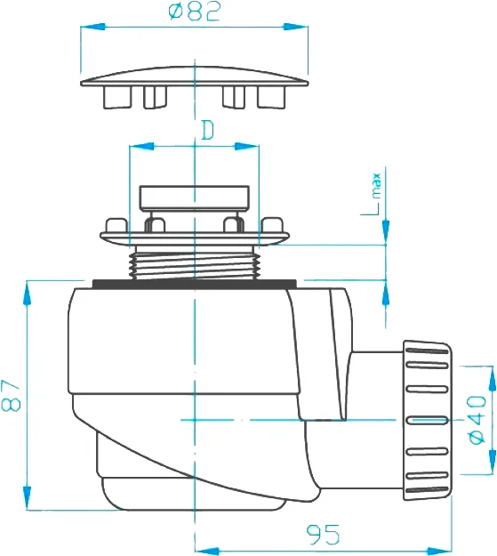 Сифон для душевого поддона 50/40 метал PLASTBRNO EWN0540